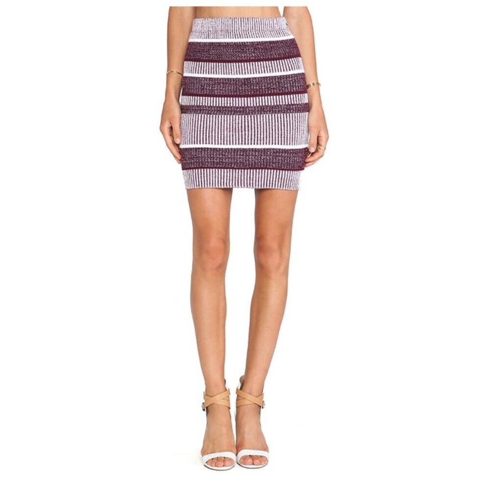 !! T Alexander Wang Bordeaux Sweater Rib Knit Bodycon Mini Pencil Skirt sz L